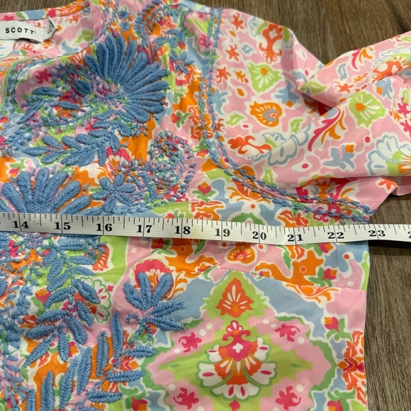 Gretchen Scott Silk Hand Embroidered Tunic Watteau Women’s L  Boho Colorful Top - Picture 8 of 10